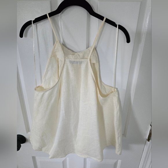 Like New. Linen Top with Gem Collar Detail - Picture 5 of 7